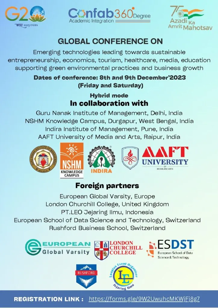 Global Conference On Emerging technologies leading towards sustainable entrepreneurship, economics, tourism, healthcare, media, education supporting green environmental practices and business growth - Image 1