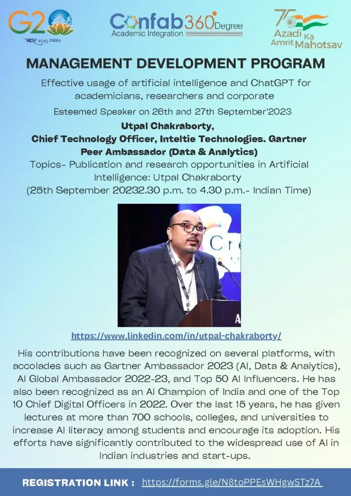 MDP - Publication and Research Opportunities in Artificial Intelligence by Utpal Chakraborty, CTO, Inteltie Technologies - Image 1